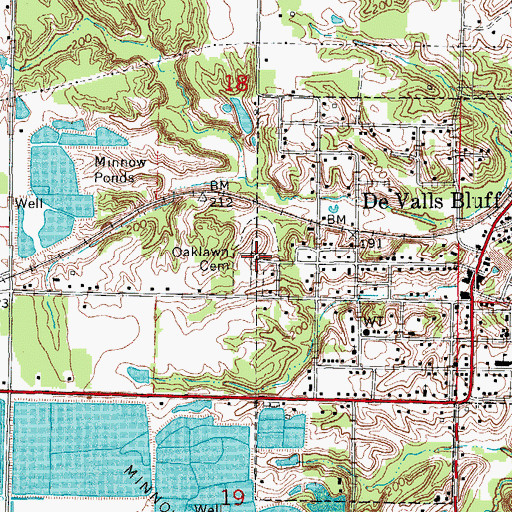 Topographic Map of Oakland Cemetery, AR