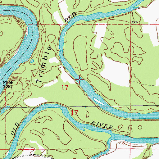 Topographic Map of Old River, AR