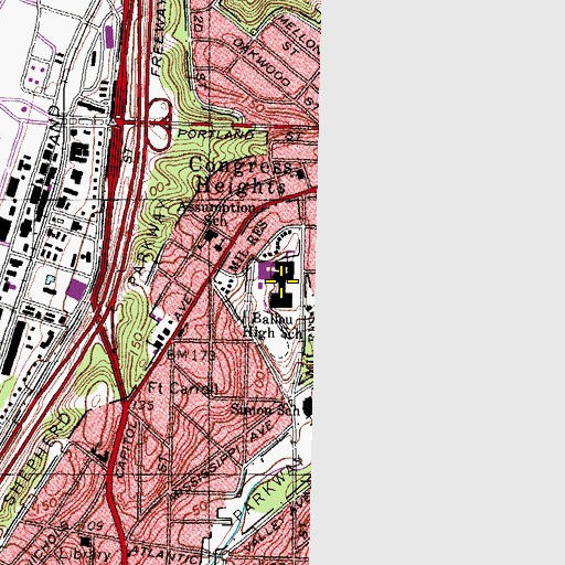 Topographic Map of Ballou Recreation Center, DC
