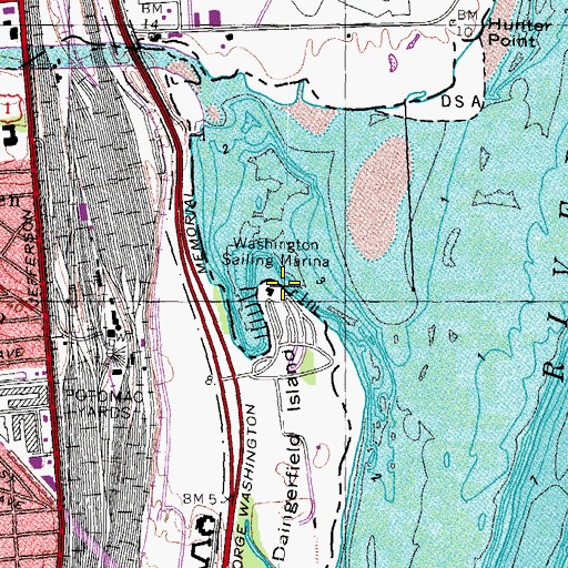 Topographic Map of Washington Sailing Marina, DC