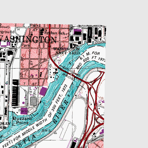 Topographic Map of Frederick Douglass Memorial Bridge, DC