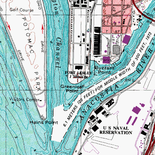 Topographic Map of Greenleaf Point, DC