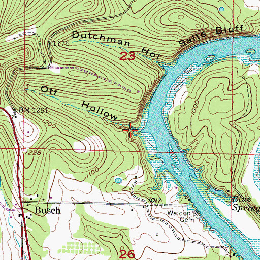 Topographic Map of Ott Hollow, AR