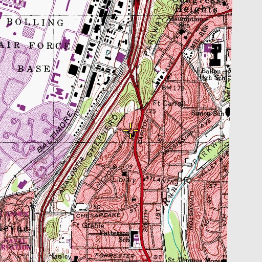 Topographic Map of Covenant Baptist Church, DC