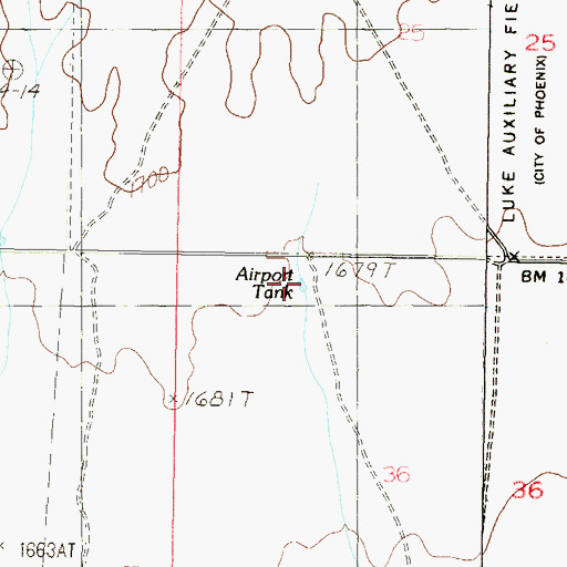 Topographic Map of Airport Tank, AZ