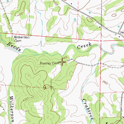 Topographic Map of Parsley Cemetery, AR