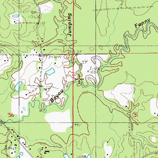 Topographic Map of Jumping Gully Creek, LA