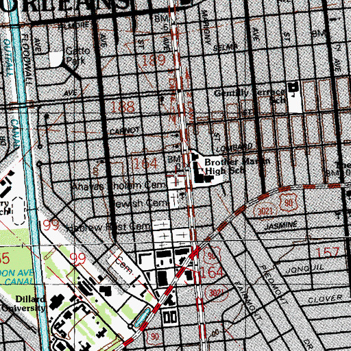 Topographic Map of Ahavas Sholem Cemetery, LA