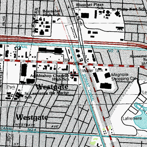 Topographic Map of Archbishop Chapelle High School, LA