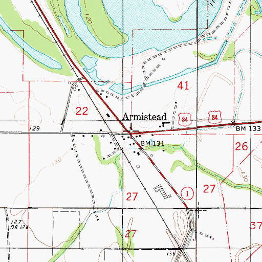 Topographic Map of Armistead, LA