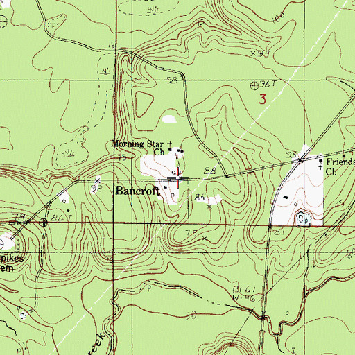 Topographic Map of Bancroft, LA
