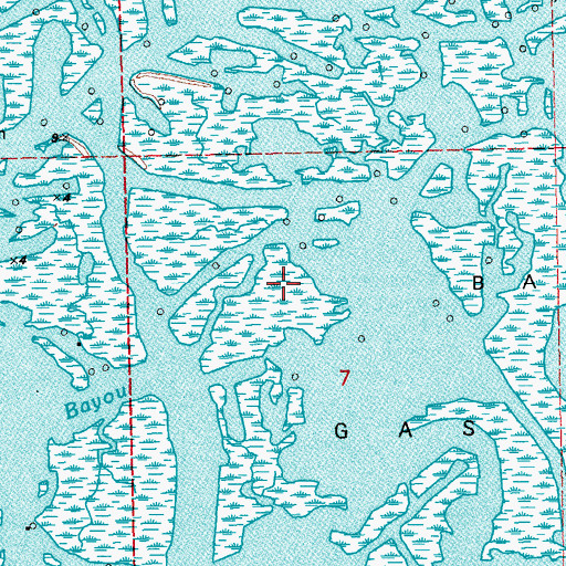 Topographic Map of Bay Sainte Elaine Oil and Gas Field, LA