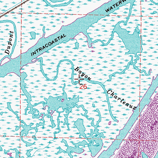 Topographic Map of Bayou Charleaux, LA