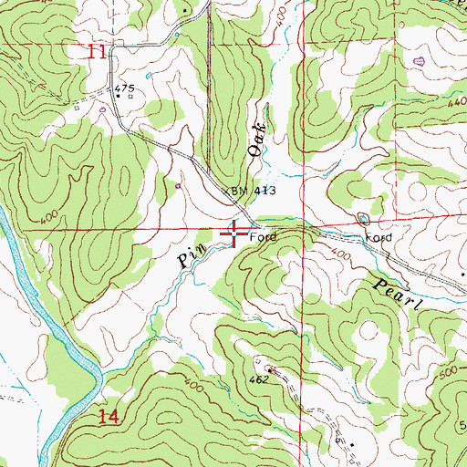Topographic Map of Pearl Branch, AR