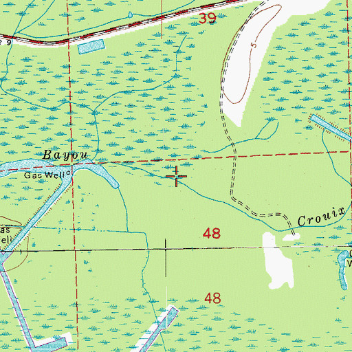Topographic Map of Bayou Crouix, LA