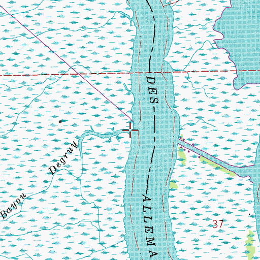 Topographic Map of Bayou Degruy, LA
