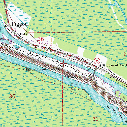 Topographic Map of Bayou Pigeon Mission, LA