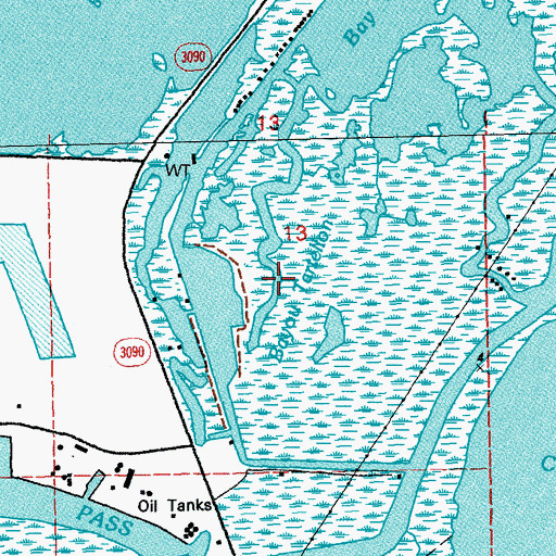 Topographic Map of Bayou Tartellon, LA