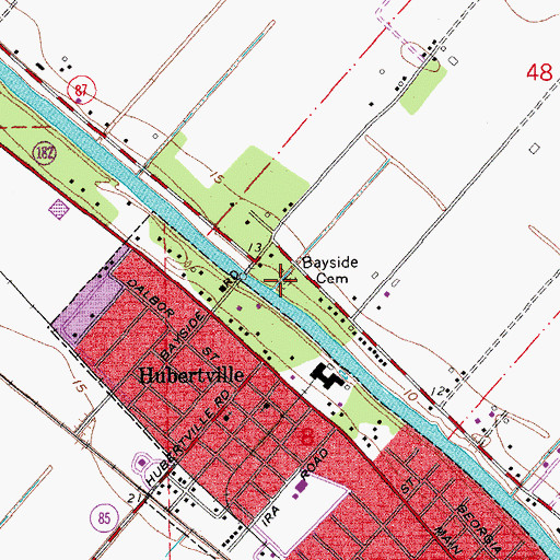 Topographic Map of Bayside Cemetery, LA