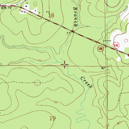 Topographic Map of Beasly Branch, LA