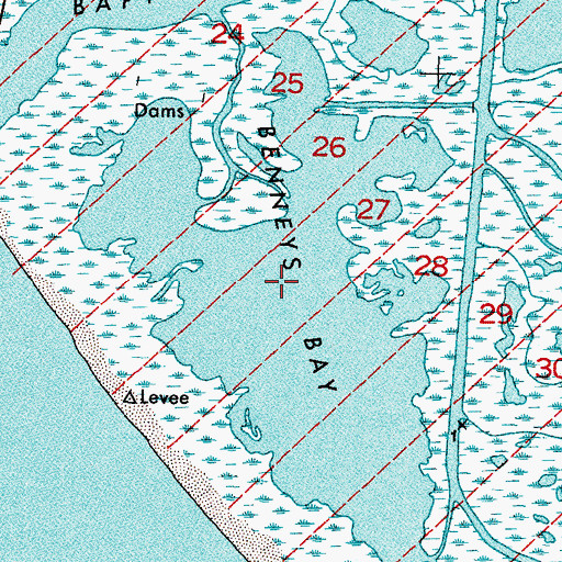 Topographic Map of Benneys Bay, LA