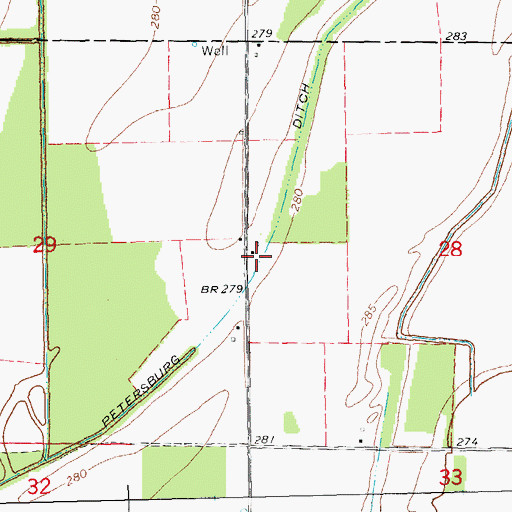 Topographic Map of Petersburg Ditch, AR