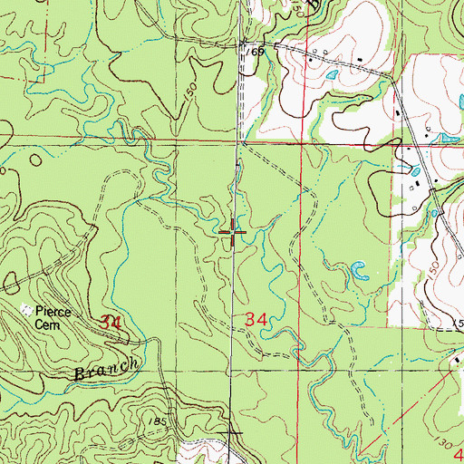 Topographic Map of Bilbo Branch, LA