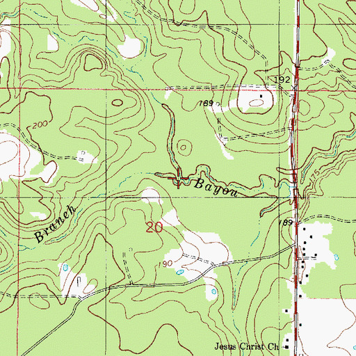 Topographic Map of Birdsnest Branch, LA