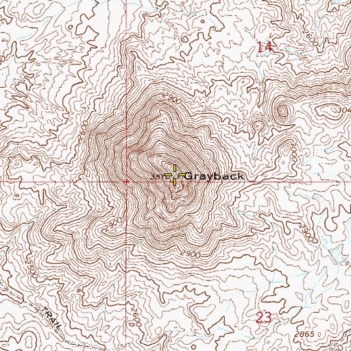 Topographic Map of Grayback, AZ