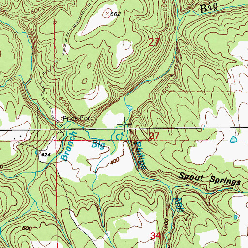 Topographic Map of Philips Mill Branch, AR