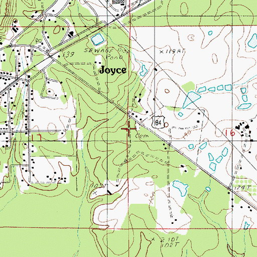 Topographic Map of Boyett Cemetery, LA
