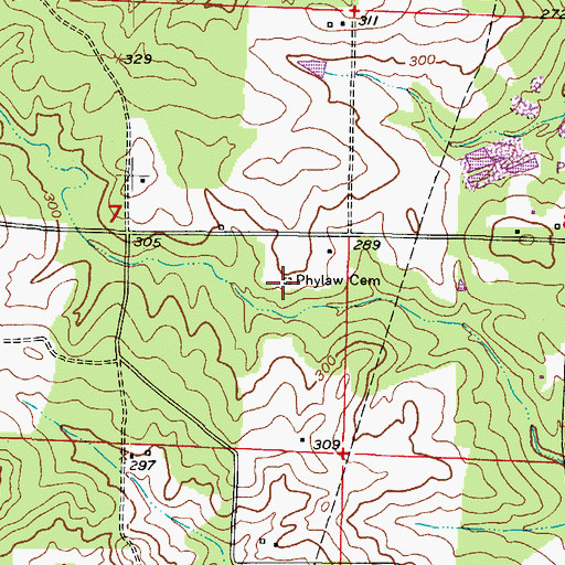 Topographic Map of Phylaw Cemetery, AR
