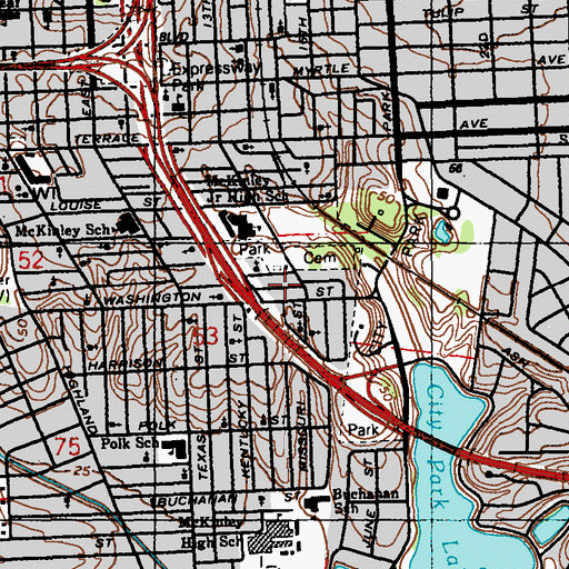 Topographic Map of Brooks Park, LA