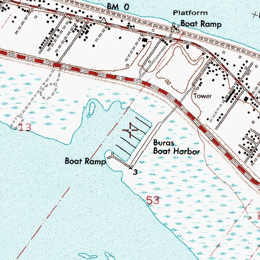 Topographic Map of Buras Boat Harbor, LA