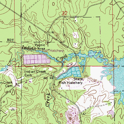 Topographic Map of Burgess Creek, LA