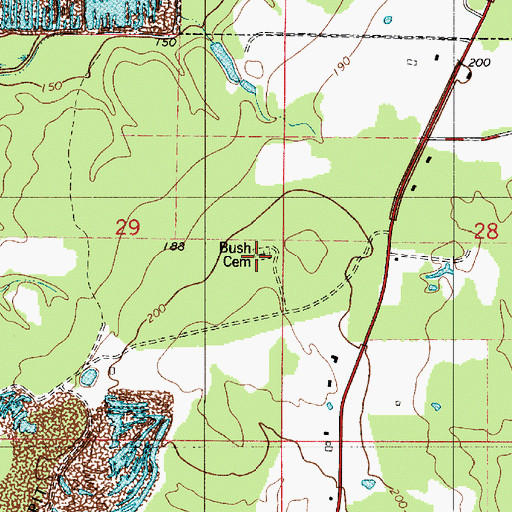 Topographic Map of Bush Cemetery, LA
