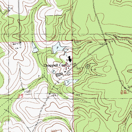 Topographic Map of Chappell Cemetery, LA