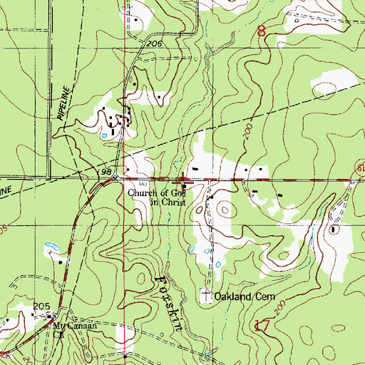 Topographic Map of Church of God in Christ, LA