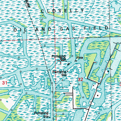 Topographic Map of Clovelly Oil and Gas Field, LA