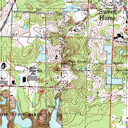 Topographic Map of Pine Grove Cemetery, AR
