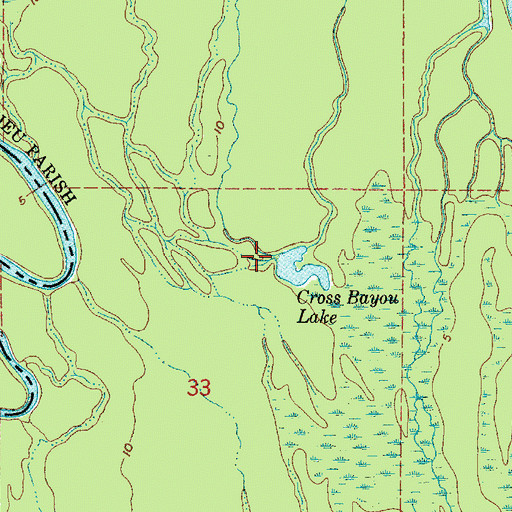 Topographic Map of Cross Bayou, LA