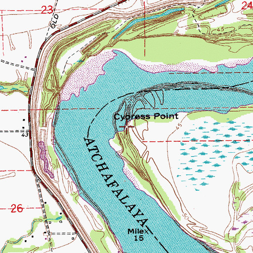 Topographic Map of Cypress Point, LA