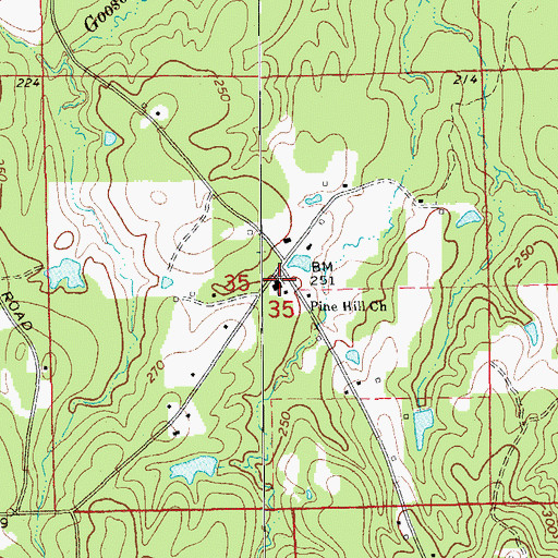 Topographic Map of Pine Hill Church, AR