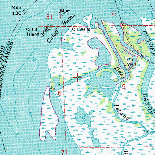 Topographic Map of Deer Island Bayou, LA