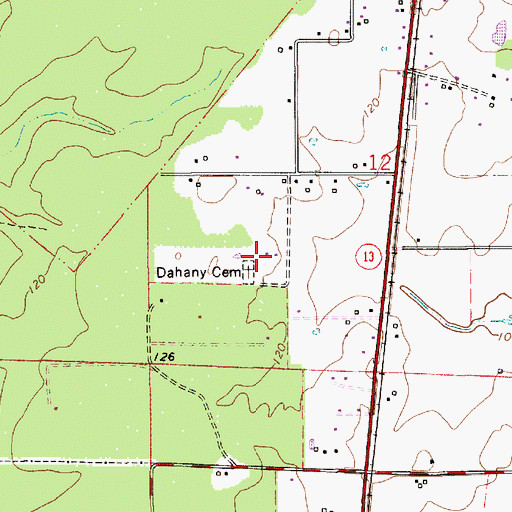 Topographic Map of Dehany Cemetery, LA