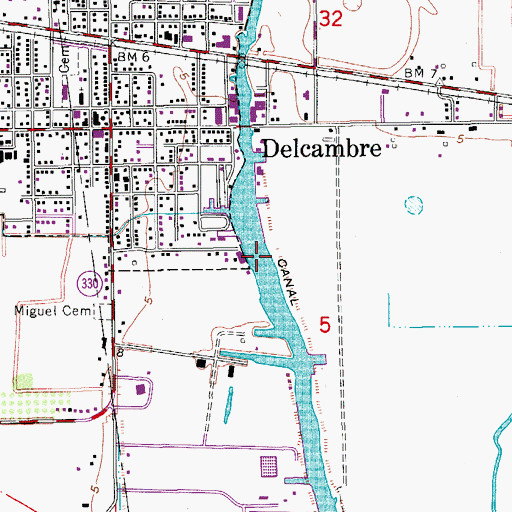 Topographic Map of Delcambre Canal, LA
