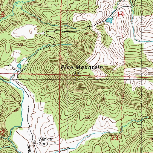 Topographic Map of Pine Mountain, AR