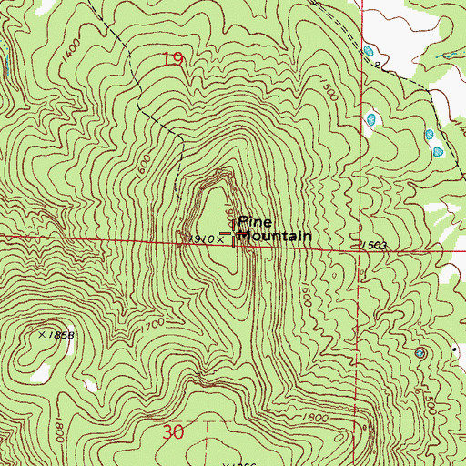 Topographic Map of Pine Mountain, AR