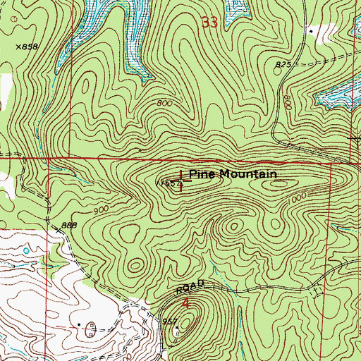 Topographic Map of Pine Mountain, AR