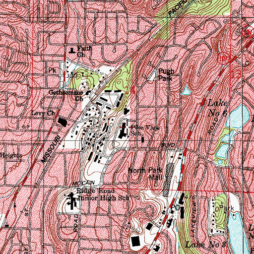 Topographic Map of Pine View School, AR